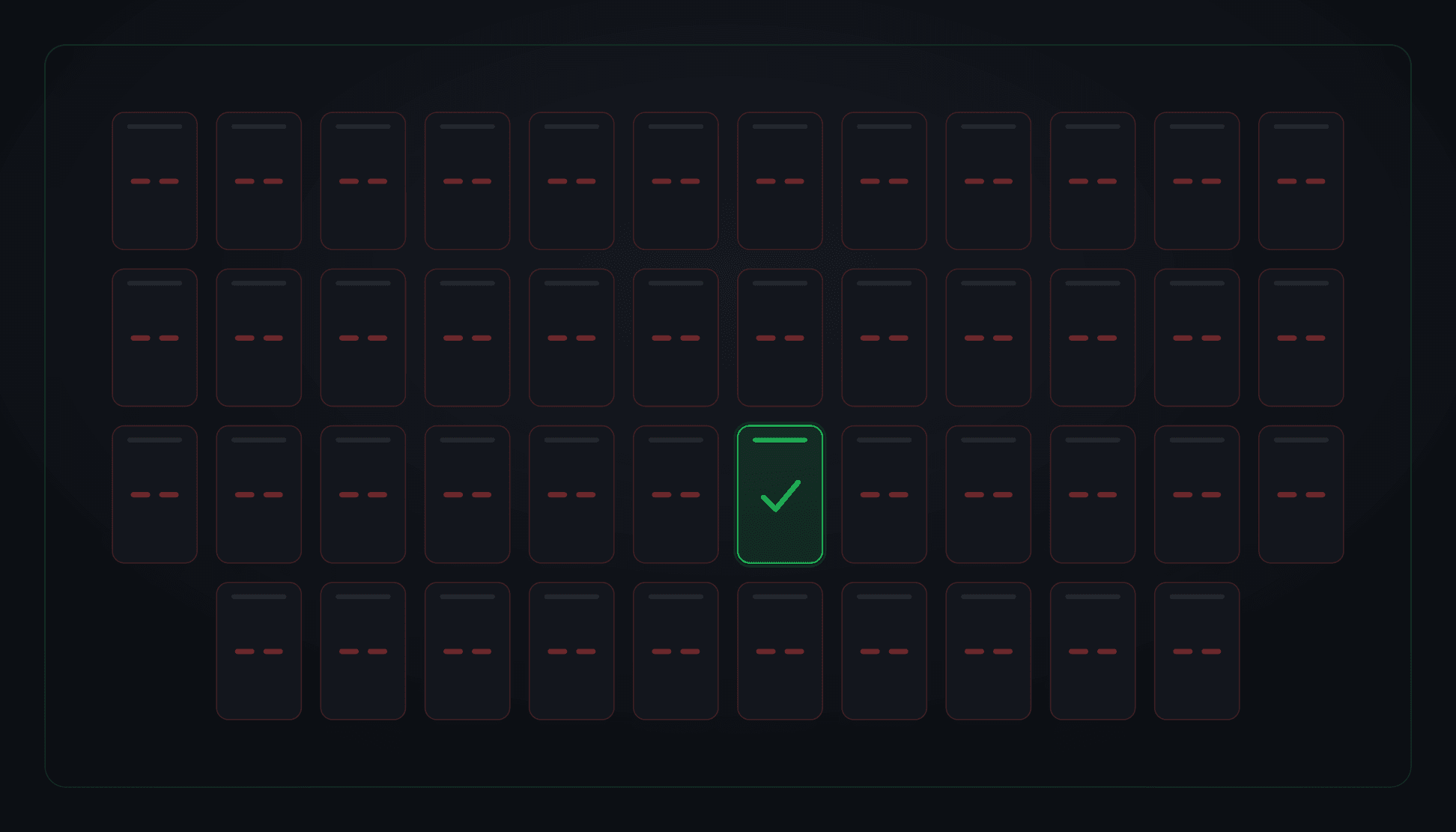A grid of message-queue consumers after a host reboot — nearly all dead from connection-refused, one still alive — behind a health check that reads green regardless